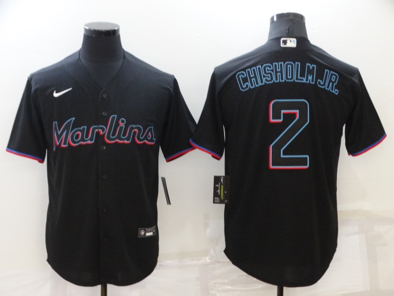 2022 Men Miami Marlins #2 Chisholm jr black game Nike MLB Jersey->miami marlins->MLB Jersey